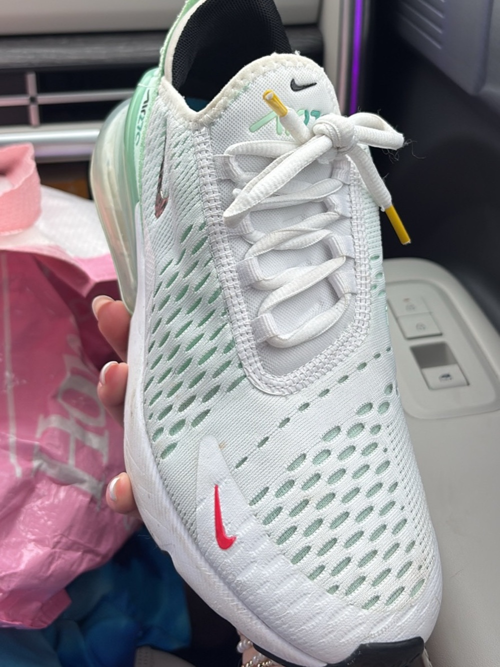 Nike Air Max 270 React White Green Pink Accents - Picture 3 of 3